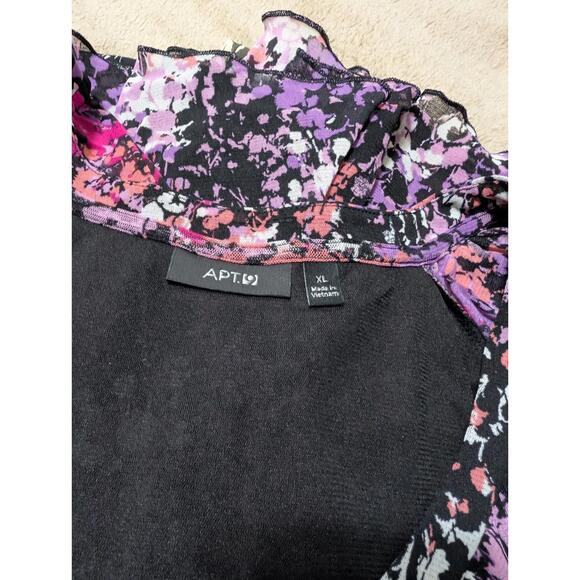 Apt.9 Women Purple Pink Scoop Neck Casual Pullover Short Sleeve Blouse sz Large - Picture 3 of 3